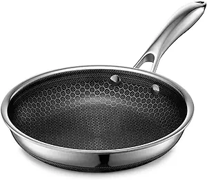 Amazon Basics 2-Piece Non-Stick Stainless Steel Fry Pan Set, 10-Inch and 8-Inch